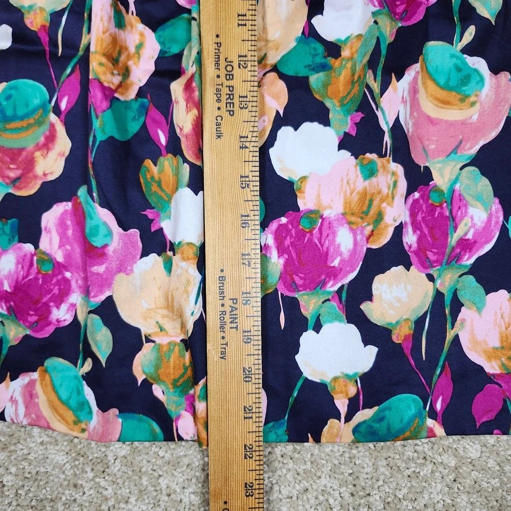 J.Crew Skirt Floral Pink Green Navy Cotton Stretch‎ A-Line 10